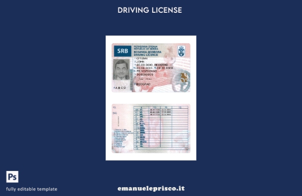verified style modello di patente di guida serba in stile verificato template